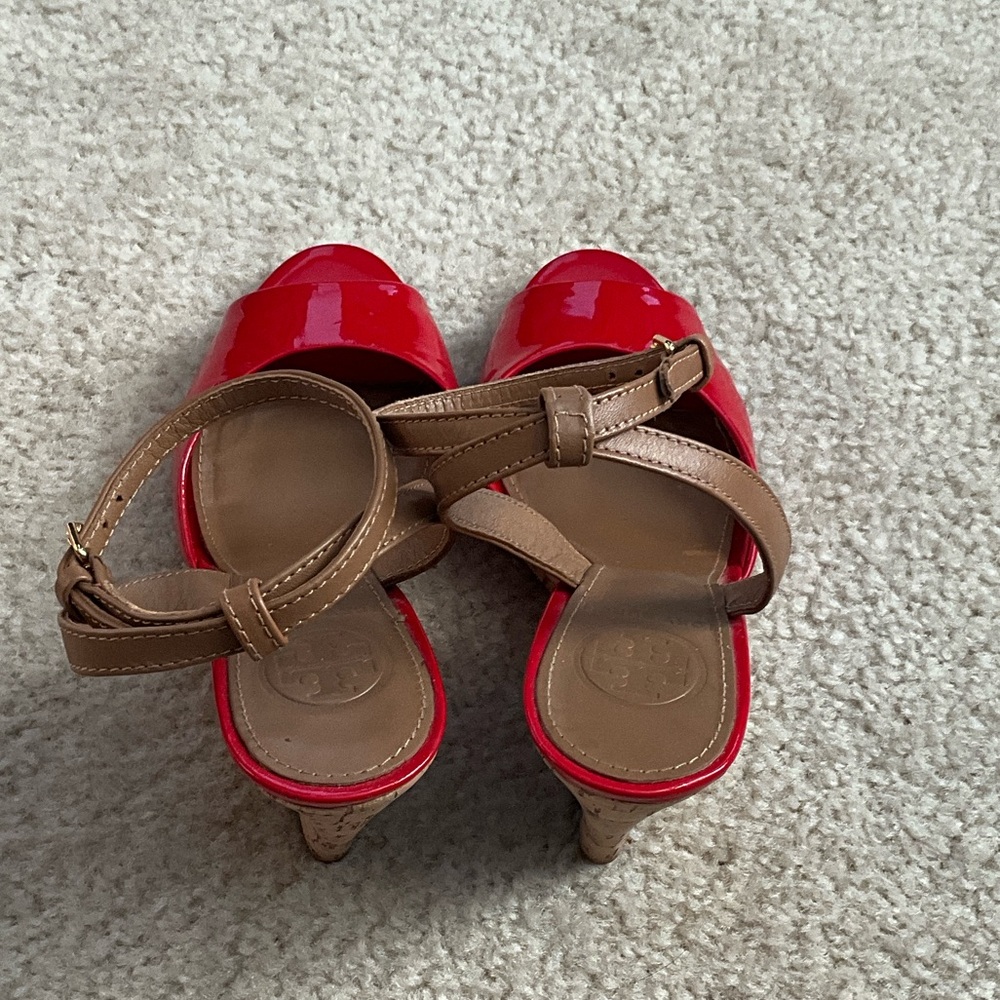 Tory Burch Red Patent Leather Wedges - Picture 5 of 14